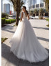 White Sequin Tulle Minimalist Wedding Dress
